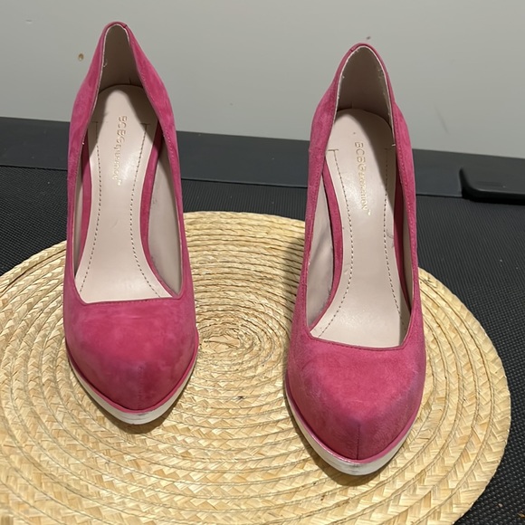 BCBGeneration Hi Barbie Pink Leather Suede Platform Pump Heel Size 8.5 - Picture 7 of 15
